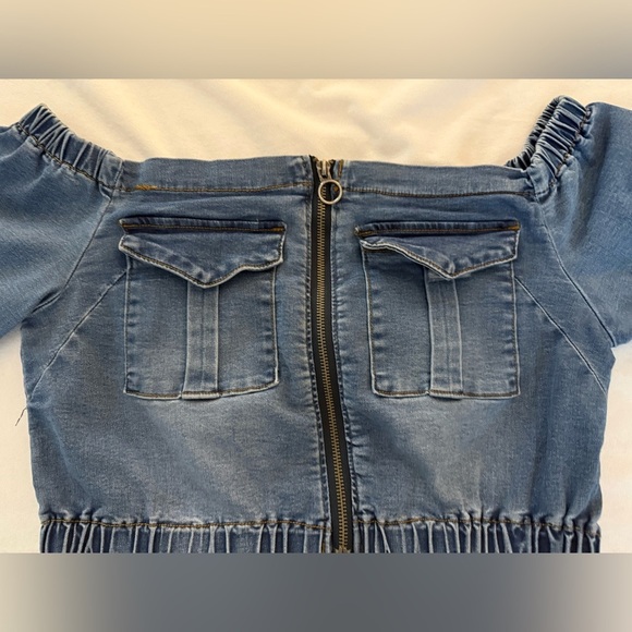 AMERICAN BAZI WOMEN’S DENIM CROP TOP SIZE L - Picture 2 of 9